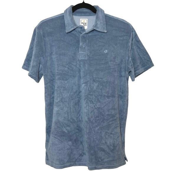 Hang Ten Men’s Terry Cloth Hang In Polo Blue Size Small - Picture 2 of 8